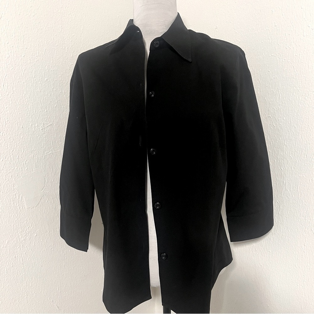 Performance Poplin Houston Uniform Apparel Large Black Button Down Shirt EUC
